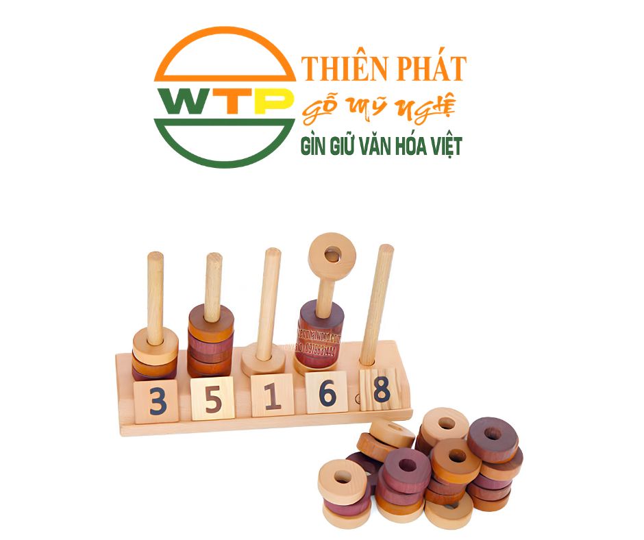 Đồ chơi gỗ học đếm – xếp vòng số Montessori