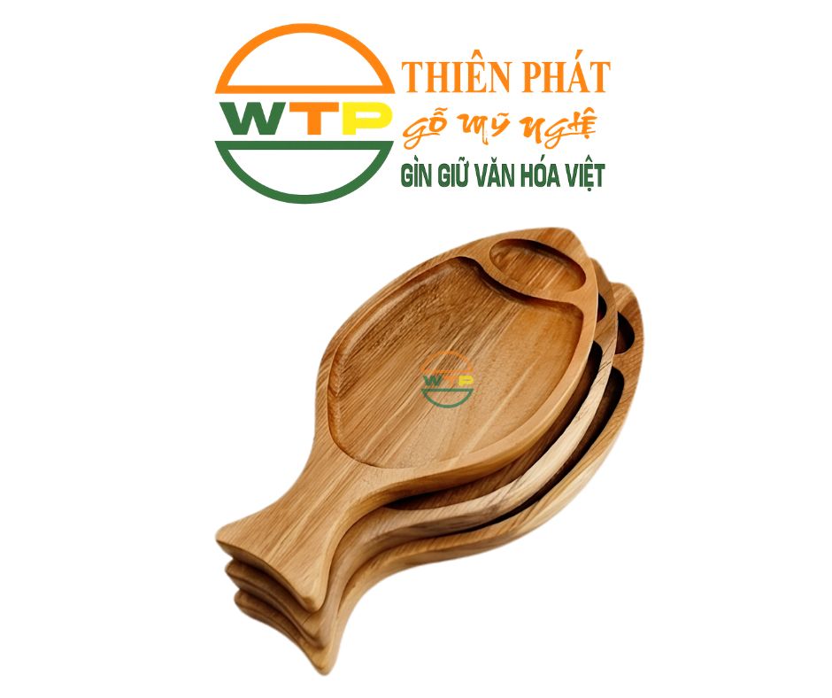Khay Gỗ Hình Cá Thủ Công được làm từ gỗ tự nhiên đảm bảo an toàn sức khỏe