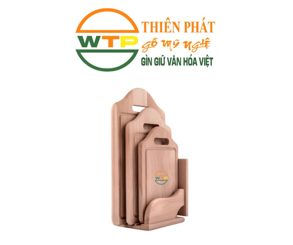 Combo Bộ 3 Thớt Gỗ Đa Năng Thiên Phát Kèm Giá Đỡ