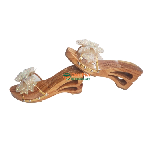 GUỐC GỖ CAO GÓT 8CM CHẠM KHẮC 2 GIỌT NƯỚC VN01