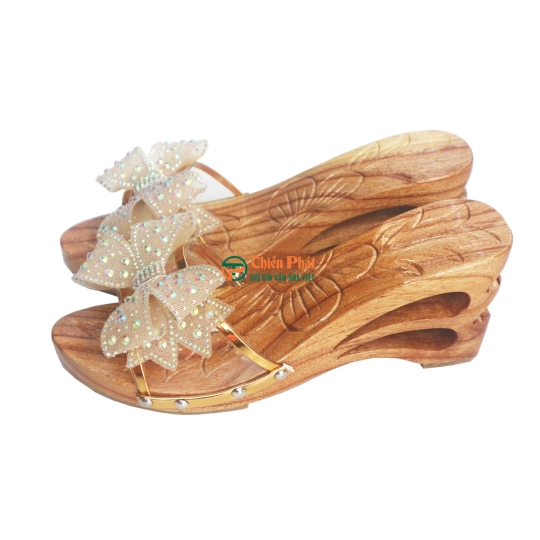 GUỐC GỖ CAO GÓT 8CM CHẠM KHẮC 2 GIỌT NƯỚC VN01