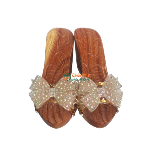 GUỐC GỖ CAO GÓT 8CM CHẠM KHẮC 2 GIỌT NƯỚC VN01