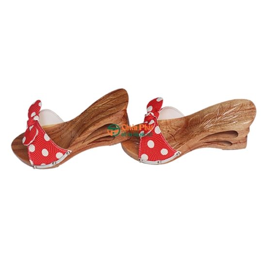 GUỐC GỖ CAO GÓT 8CM CHẠM KHẮC 2 GIỌT NƯỚC VN10