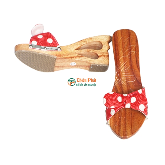 GUỐC GỖ CAO GÓT 8CM CHẠM KHẮC 2 GIỌT NƯỚC VN10