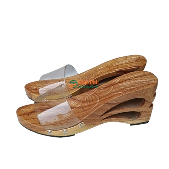 GUỐC GỖ CAO GÓT 8CM CHẠM KHẮC 2 GIỌT NƯỚC VN02