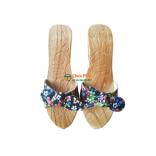 GUỐC GỖ CAO GÓT 8CM CHẠM KHẮC 2 GIỌT NƯỚC VN03