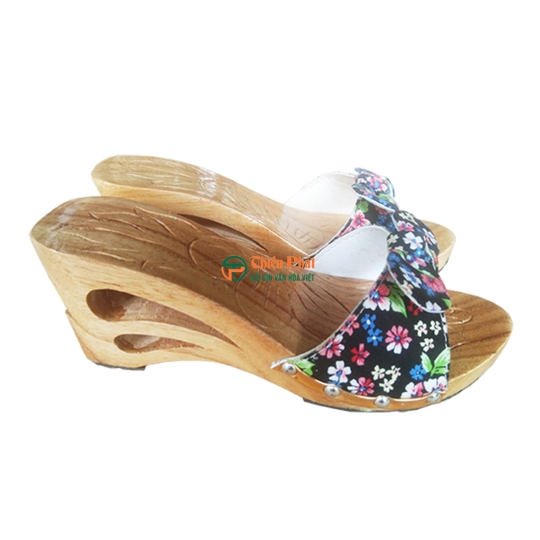 GUỐC GỖ CAO GÓT 8CM CHẠM KHẮC 2 GIỌT NƯỚC VN03