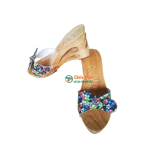 GUỐC GỖ CAO GÓT 8CM CHẠM KHẮC 2 GIỌT NƯỚC VN03