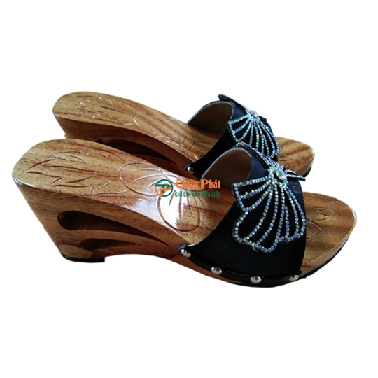 GUỐC GỖ CAO GÓT 8CM CHẠM KHẮC 2 GIỌT NƯỚC VN04