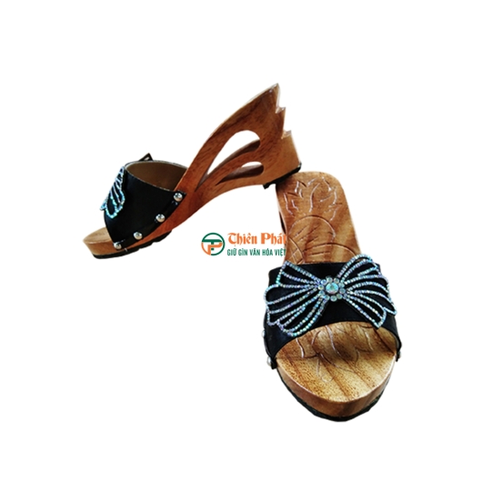 GUỐC GỖ CAO GÓT 8CM CHẠM KHẮC 2 GIỌT NƯỚC VN04