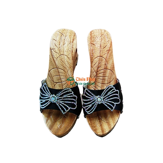 GUỐC GỖ CAO GÓT 8CM CHẠM KHẮC 2 GIỌT NƯỚC VN04