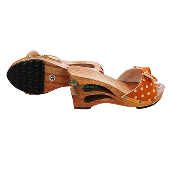 GUỐC GỖ CAO GÓT 8CM CHẠM KHẮC 2 GIỌT NƯỚC VN05