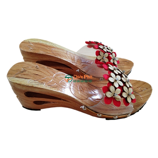 GUỐC GỖ CAO GÓT 8CM CHẠM KHẮC 2 GIỌT NƯỚC VN08