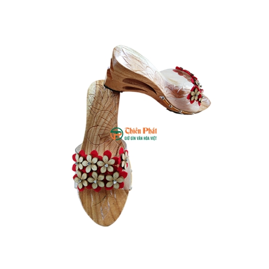 GUỐC GỖ CAO GÓT 8CM CHẠM KHẮC 2 GIỌT NƯỚC VN08