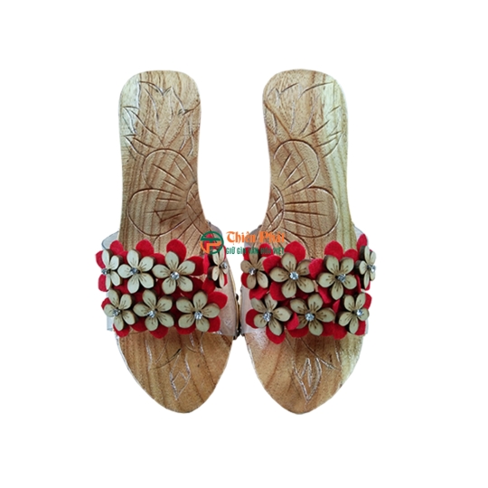 GUỐC GỖ CAO GÓT 8CM CHẠM KHẮC 2 GIỌT NƯỚC VN08