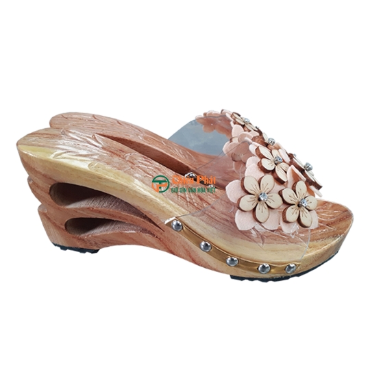 GUỐC GỖ CAO GÓT 8CM CHẠM KHẮC 2 GIỌT NƯỚC VN07