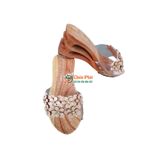 GUỐC GỖ CAO GÓT 8CM CHẠM KHẮC 2 GIỌT NƯỚC VN07