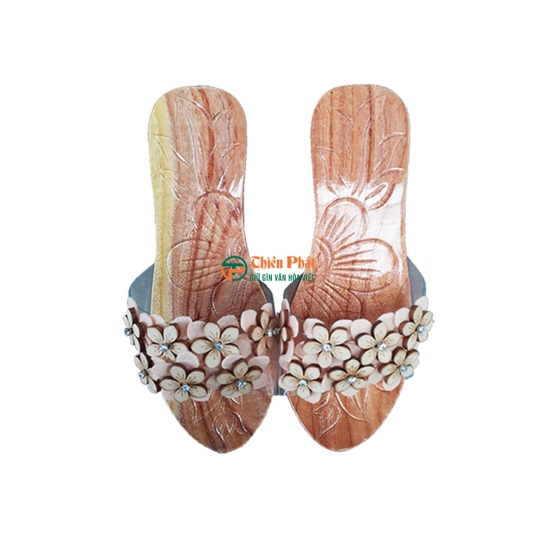 GUỐC GỖ CAO GÓT 8CM CHẠM KHẮC 2 GIỌT NƯỚC VN07