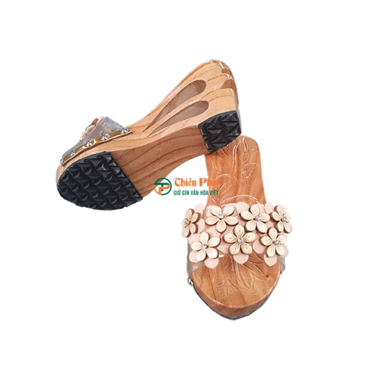 GUỐC GỖ CAO GÓT 8CM CHẠM KHẮC 2 GIỌT NƯỚC VN07