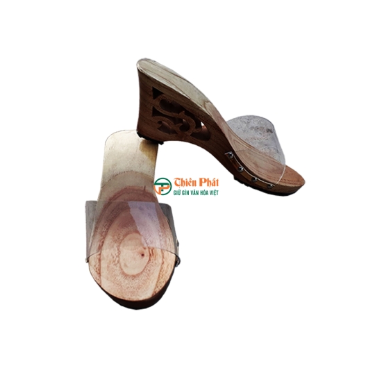 Guốc Gỗ Cao Gót 7cm Lọng Hoa Văn VN10