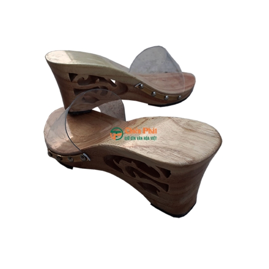 Guốc Gỗ Cao Gót 7cm Lọng Hoa Văn VN10