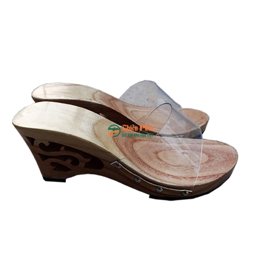 Guốc Gỗ Cao Gót 7cm Lọng Hoa Văn VN10