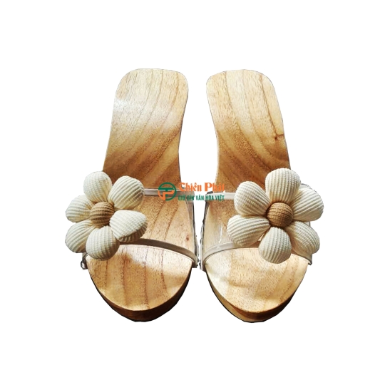 Guốc Gỗ Cao Gót 7cm Lọng Hoa Văn VN03