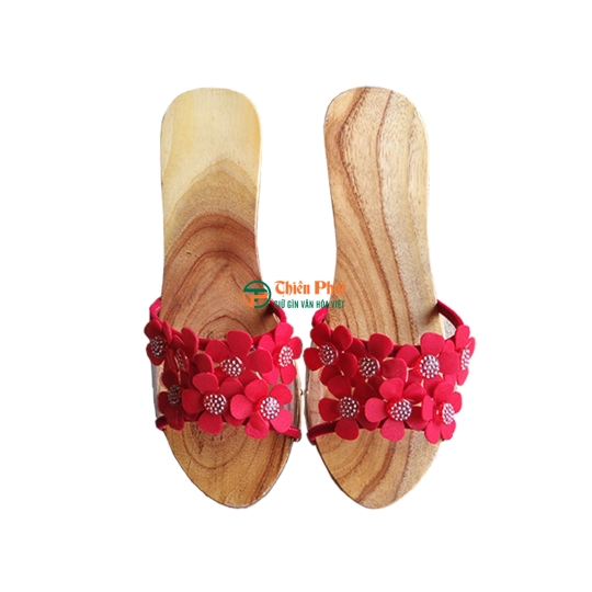 Guốc Gỗ Cao Gót 7cm Lọng Hoa Văn VN05