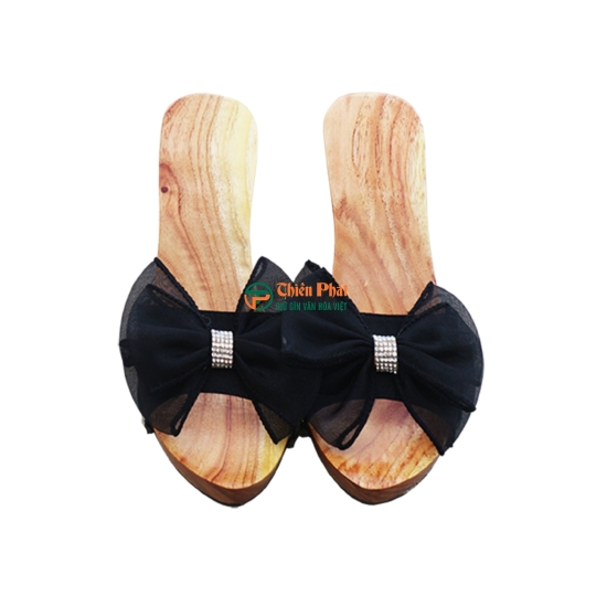 Guốc Gỗ Cao Gót 7cm Lọng Hoa Văn VN07