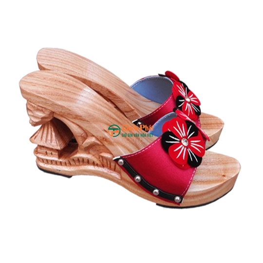 GUỐC GỖ CAO GÓT CHẠM KHẮC QUÊ HƯƠNG VN12