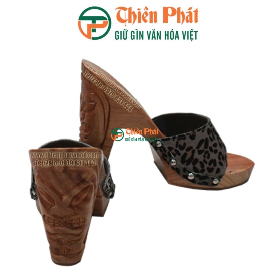 Guốc Gỗ Cao Gót 12cm Chạm Mặt Người Da Đỏ VN02