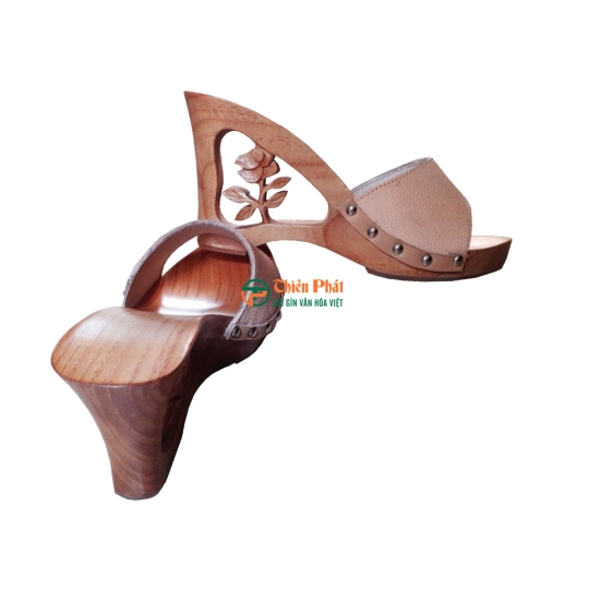 GUỐC GỖ CAO GÓT 9CM CHẠM HOA VN03