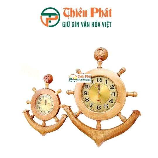 Mô hình mỏ neo tàu gỗ đồng hồ treo tường - Gỗ Cẩm lai 