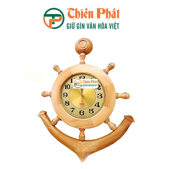 Mô hình mỏ neo tàu gỗ đồng hồ treo tường - Gỗ Cẩm lai 