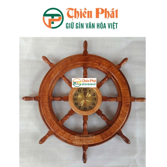 Mô hình bánh lái tàu gỗ đồng hồ treo tường