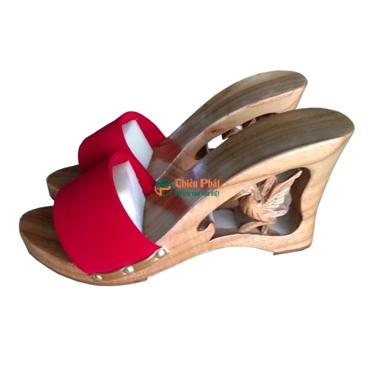 Guốc Gỗ Cao Gót 10cm Chạm Phượng Hoàng VN03