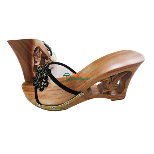 Guốc Gỗ Cao Gót 10cm Chạm Phượng Hoàng VN02