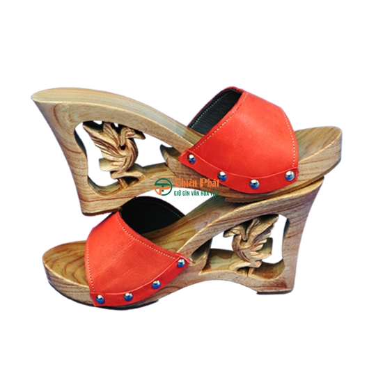 Guốc Gỗ Cao Gót 10cm Chạm Phượng Hoàng VN05