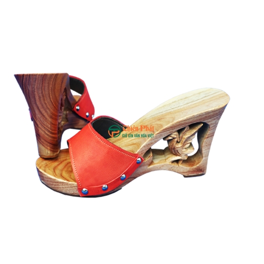 Guốc Gỗ Cao Gót 10cm Chạm Phượng Hoàng VN05