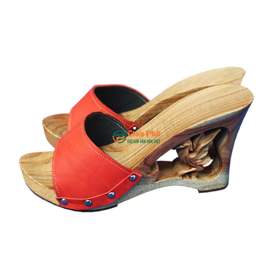 Guốc Gỗ Cao Gót 10cm Chạm Phượng Hoàng VN05