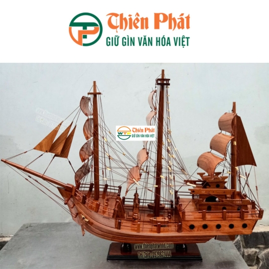 Mô hình thuyền gỗ chở hàng- Thuyền buôn Thái Lan (Gỗ Tràm)