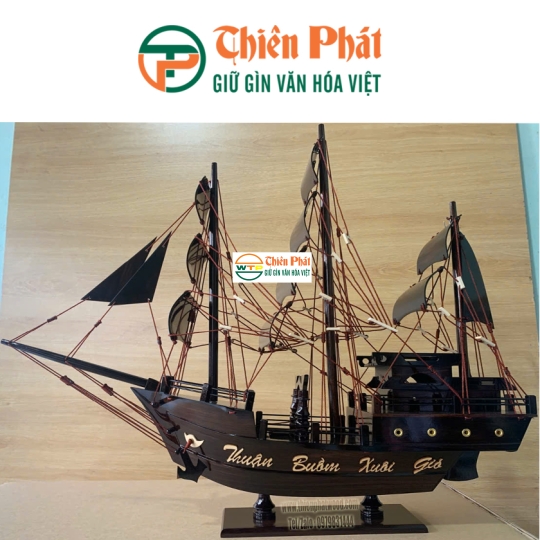 Mô hình thuyền gỗ chở hàng- Thuyền buôn Thái Lan (Gỗ Cẩm)