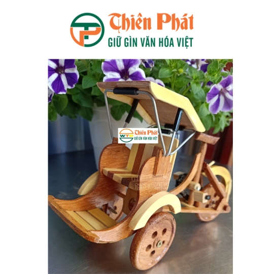 Xe Xích Lô Gỗ Mini Trang Trí – Mô Hình Gỗ Handmade Cao Cấp