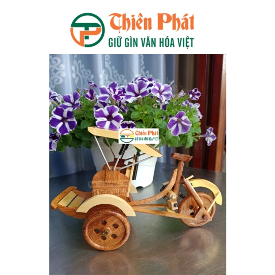 Xe Xích Lô Gỗ Mini Trang Trí – Mô Hình Gỗ Handmade Cao Cấp