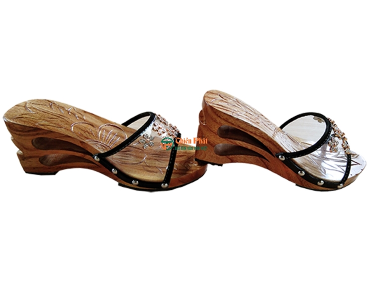 GUỐC GỖ CAO GÓT 8CM CHẠM KHẮC 2 GIỌT NƯỚC VN06