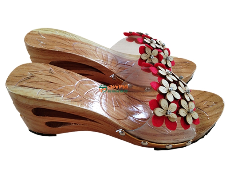 GUỐC GỖ CAO GÓT 8CM CHẠM KHẮC 2 GIỌT NƯỚC VN08