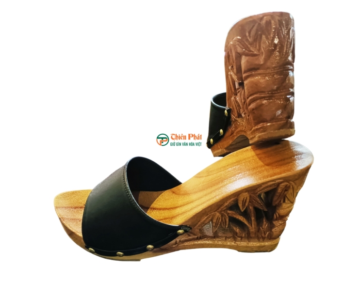 GUỐC GỖ CAO GÓT CHẠM KHẮC QUÊ HƯƠNG VN01