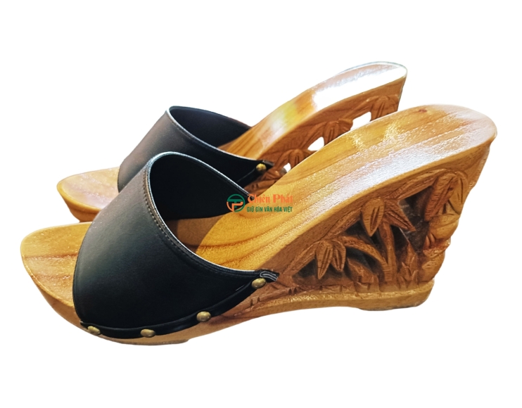 GUỐC GỖ CAO GÓT CHẠM KHẮC QUÊ HƯƠNG VN01