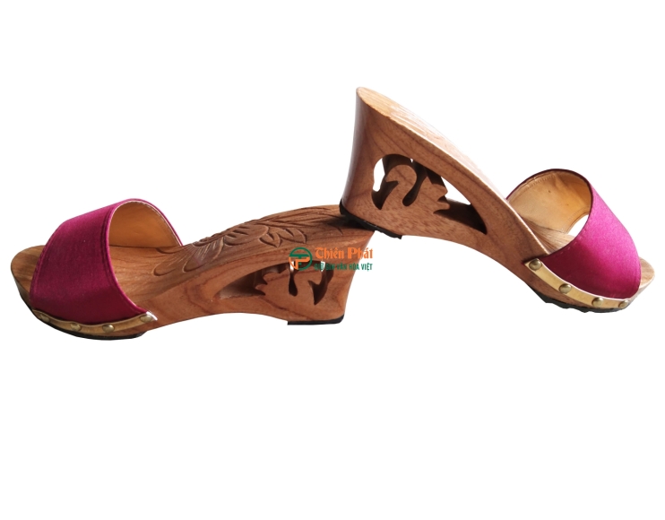 Guốc Gỗ Cao Gót 7cm Lọng Hoa Văn VN01 