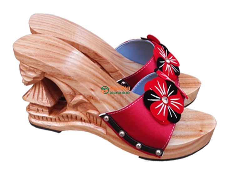 GUỐC GỖ CAO GÓT CHẠM KHẮC QUÊ HƯƠNG VN12